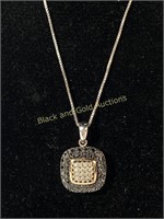Sterling Silver Necklace w/ 14K & 925 Pendant