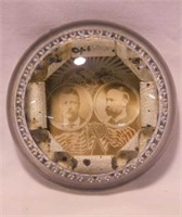 1904 Presidential Campaign glass paperweight of