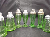 Vintage Uranium Glass Salt & Pepper Shaker Sets