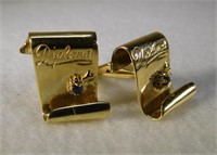 14kt "Diploma" Cufflinks with Blue Sapphires