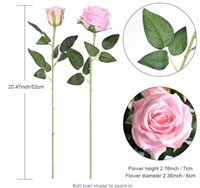 7pc pink Realistic Roses artificial 21" long