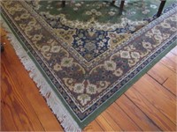 Large Green Turkish Style Rug, Synthetic