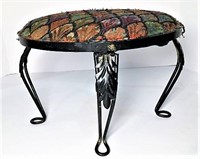 Metal Base Footstool with Upholstered Top