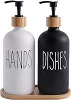 *Glass Soap Dispenser Set-Black & White