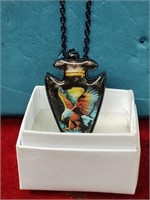 Arrowhead Style Necklace W/Eagle Black Chain New