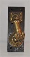 Antique Brass Victorian Lady's Hand Door Knocker