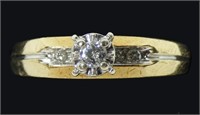 10K Yellow gold diamond solitaire ring,