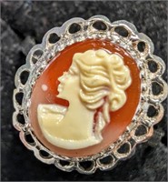 $160 Silver Cameo Ring