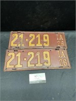 1926 Iowa License Plates