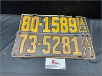 1927 and 1923 Iowa License Plates