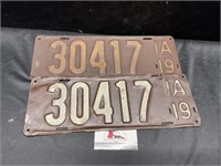 1919 Iowa License Plates