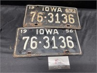 1956 Iowa License Plates