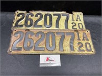 1920 Iowa License Plates