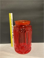 Amberina glass canister without lid