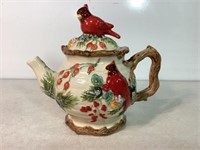 Teapot W/Cardinals & Holly Christmas Traditions