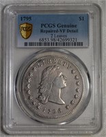 1795 US flowing hair silver dollar, PCGS Cert.