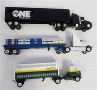 Lot of die cast and metal trucks and trailers