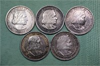 5 US 1893 Columbian half dollars