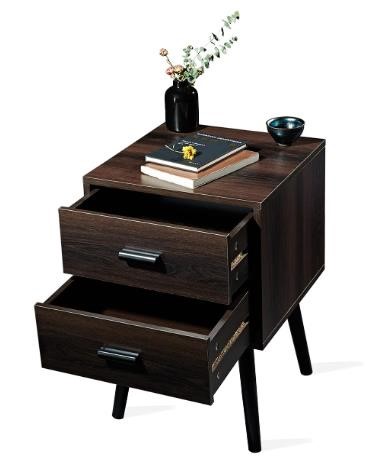 Nightstand with 2 Storage Drawer Set of 2 READ