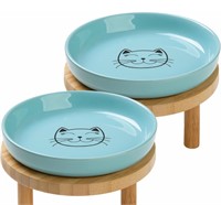 Shallow Elevated Cat Bowls,5.9 Inch Wide