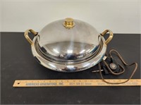 Chrome and Gold Covered Electric Skillet
