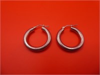 Marked 925 1" Hoop Earrings