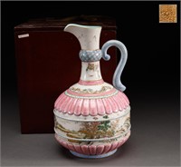 Qing Dynasty pastel flower Ruyi pattern handle pot