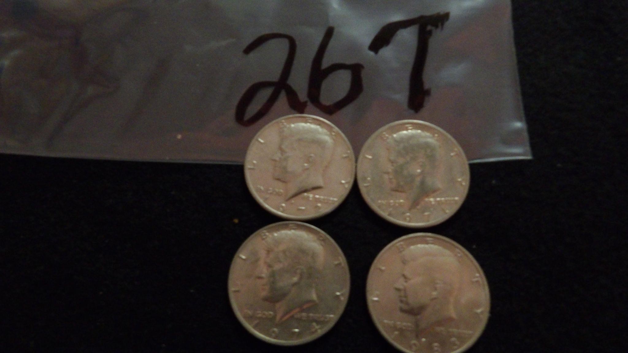 4) Kennedy Half Dollars 1971,72,74,83