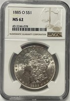 277 - 1885-O MS62 MORGAN SILVER DOLLAR (10)