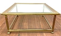 Brass Coffee Table W/ Glass Top