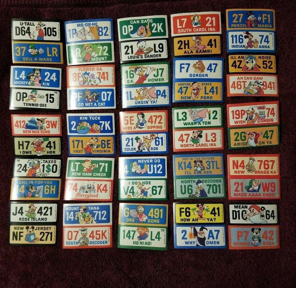 1976 Wonder Bread Disney Crazy License Plates Comp