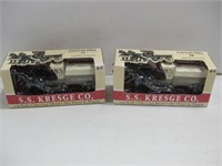 Two 1:32 Die-Cast Horse & Wagon Banks