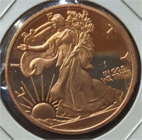 1 oz fine copper coin walking Liberty