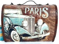 Petite valise Cabriolet PARIS en bois + tapisserie