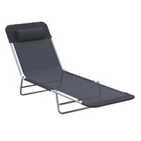 N8175  Outsunny Pool Chaise Lounge, Steel Black