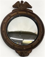 Antique Wood Federal Eagle Convex Wall Mirror