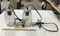 Hanging jar lights -one has cracked light fixture