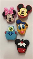 5 Disney shoe charms, Mickey Minnie Donald Mike