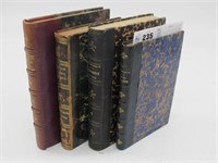 LOT OF 4 LEATHER BOOKS  7 X 5 ,  1869, 1946 RED