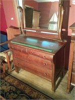 Antique chest dresser w/ mirror, 44 w x 35t x 22 d