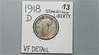 1918d Standing Liberty Quarter be2113