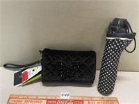 NEW LADIES CLUTCH PURSE AND UMBRELLA