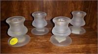 4 glass candle stick holders