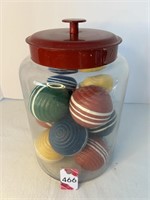 Croquet Balls in Vintage Jar