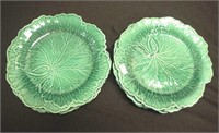 Set of 6 Wedgwood leaf pattern majolica plates