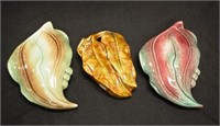 Two Pates Australian pottery 'Gum Leaf' wall vases