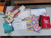 Place mats, tissue paper, and gift bags.