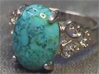 925 Stamped Turquoise style ring size 9