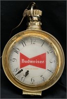 Vtg Budweiser Beer Pocket Watch Sign Clock