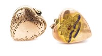 Two early 20th C. gilt metal heart lockets